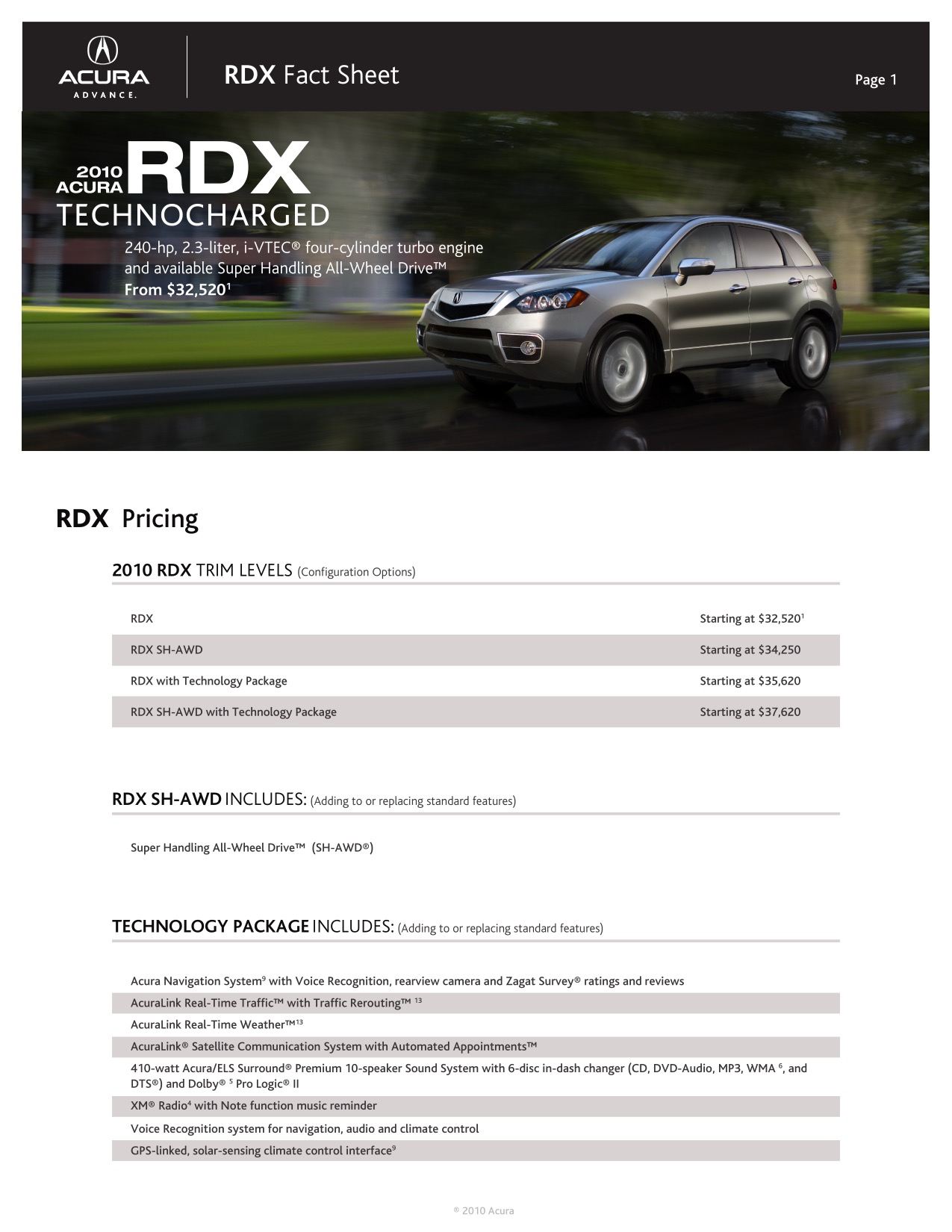 2010 Acura RDX Brochure Page 19
